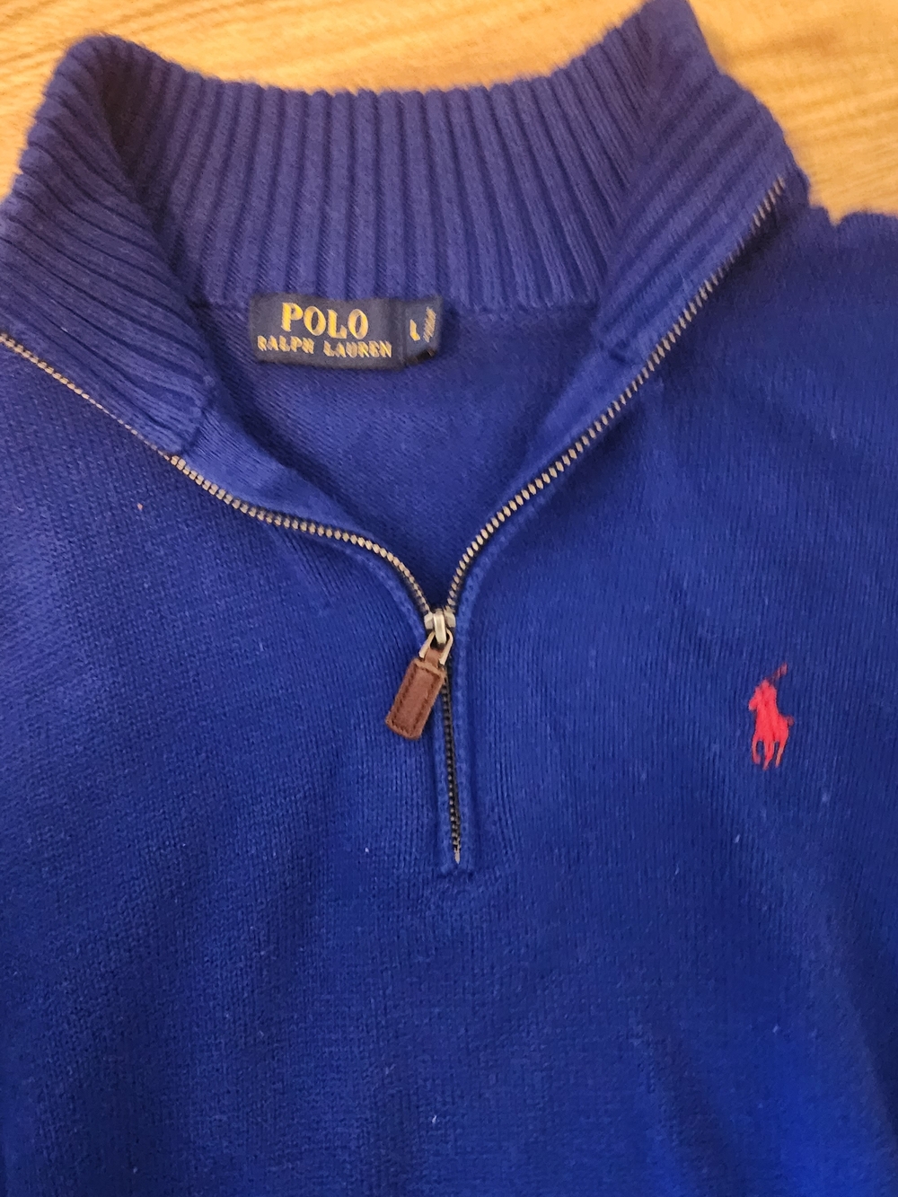 Polo by Ralph Lauren Men's Royal Blue Quarter-Zip Sweater - Picture 3 of 4